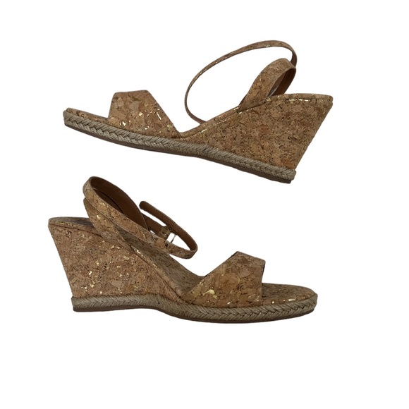 Tory Burch Marion 85mm Gold and Cork Espadrille Wedge - Picture 3 of 9